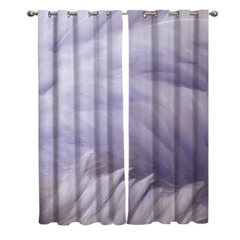 

Purple Flamingo Feathers Delicate Soft Background Room Curtains Large Window Living Room Kitchen Outdoor Indoor