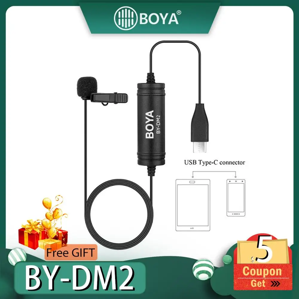 BOYA BY-DM2 всенаправленный микрофон цифровой Lavalier клип на видео Запись с типом C для