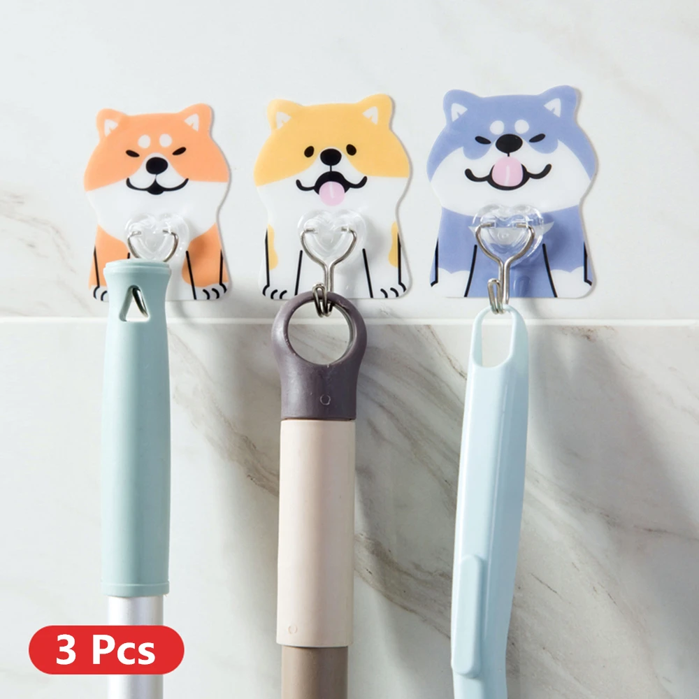 

Animal paste hook 3pcs Clothes Hanger Wall Mounted Coat Hook Decorative Key Holder Hat Scarf Handbag Storage Bathroom Rack