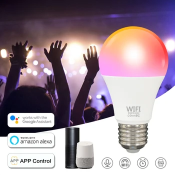 

E27 B22 RGBW LED Bulb Lights 110V 220V Smart Wifi Light Bulb Dimming Light Bulb Voice Control LED Lamp With IR Remote Control