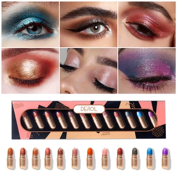 

12 Color Shimmer Eyeshadow Set Mini Capsule Glitter Eye Shadow Pigment Eyes Makeup Palette maquillage yeux fard a paupiere Gift