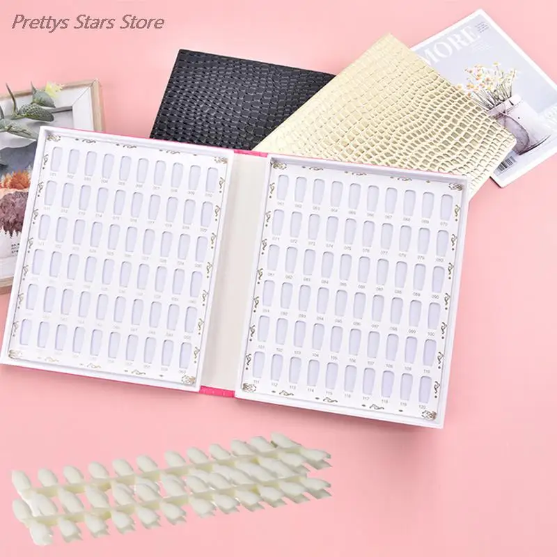 120 Colors Nail Display Book 240PCS False Nails Set Fake Nails Color Showing Chart Art Nail Tips Storing Cards Shelf Book