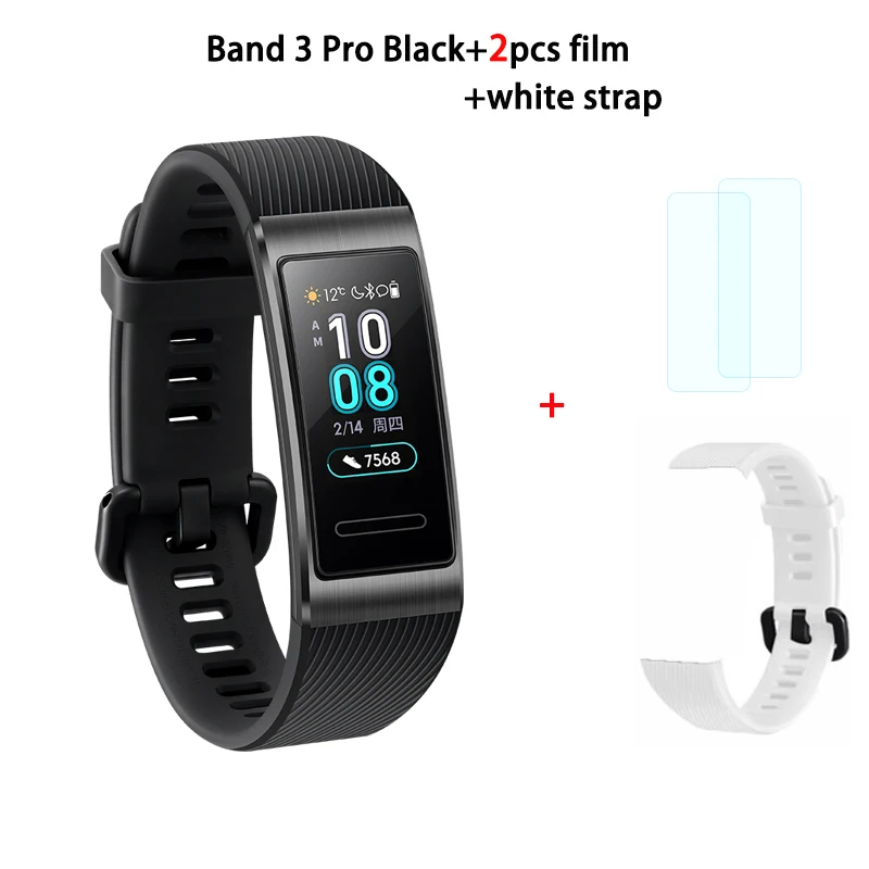 HUAWEI Band 3 Pro Smart Band все-в-одном фитнес-трекер активности, водонепроницаемость 5 АТМ, пульсометр, встроенный gps - Цвет: 3pro black n white