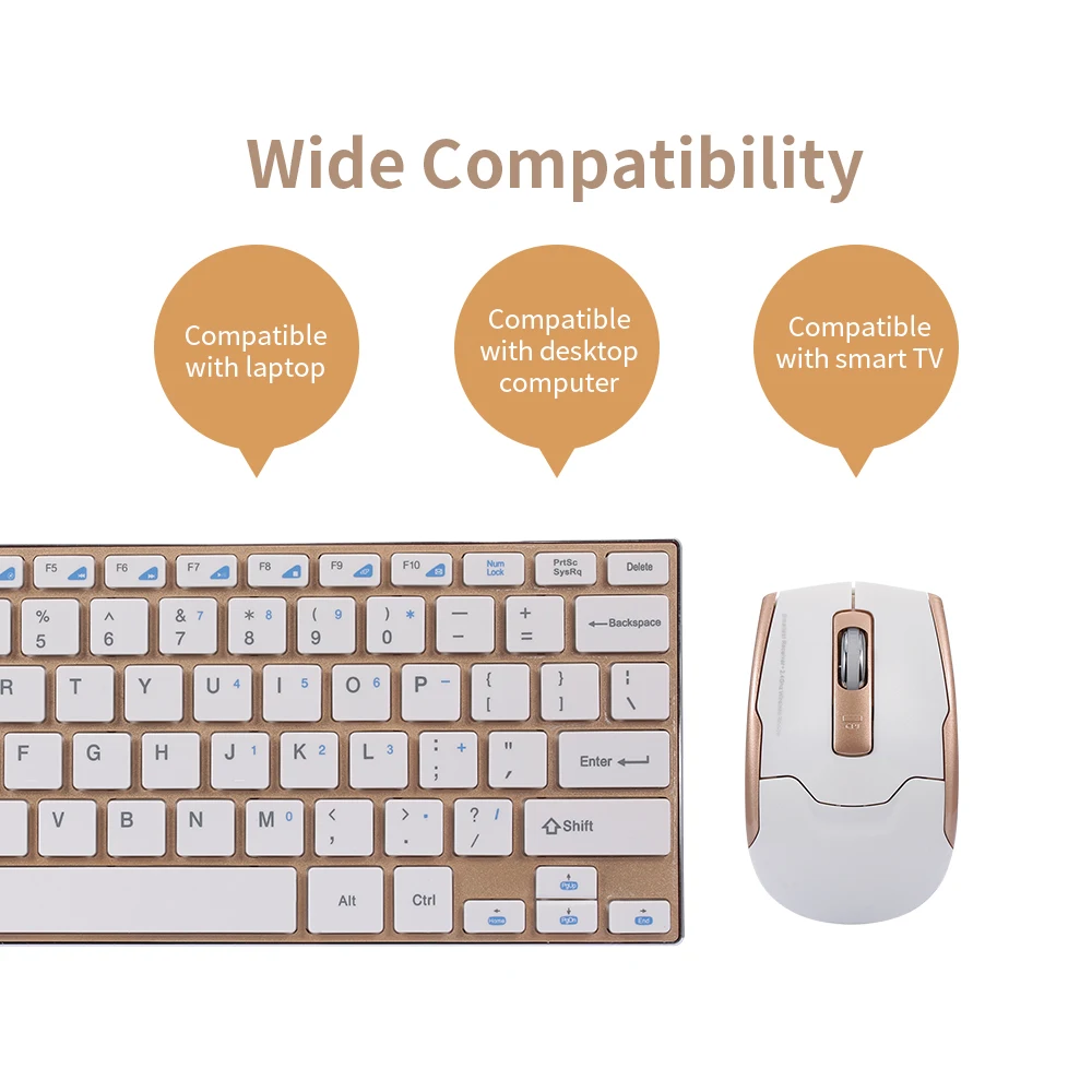 2.4G Mini Wireless Keyboard and Mouse Combo Alloy Panel Keyboard and Mouse Set for Windows Andriod Desktop PC