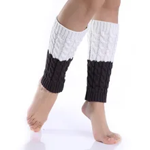 1 пара осенне-зимних вязанных сапог носки с манжетами женские шерстяные гетры для девочек Однотонные модные короткие черно-белые женские вязаные теплые гетры