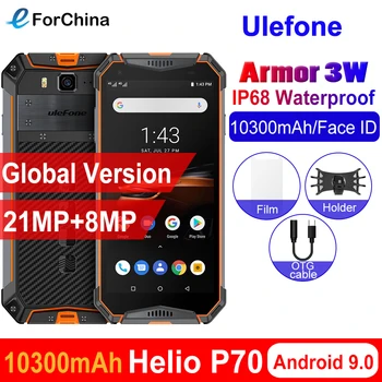 Перейти на Алиэкспресс и купить Смартфон Ulefone armor 3W IP68, водонепроницаемый, Android 9,0, 5,7 дюйма, Helio P70, 6 ГБ + 64 ГБ, Face ID, NFC, глобальная версия, 10300 мАч