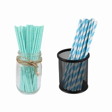 50 шт бумажные соломки для дней рождения, свадьбы, Детские вечерние в полоску, 25 шт Голубое озеро и 25 шт синий светильник