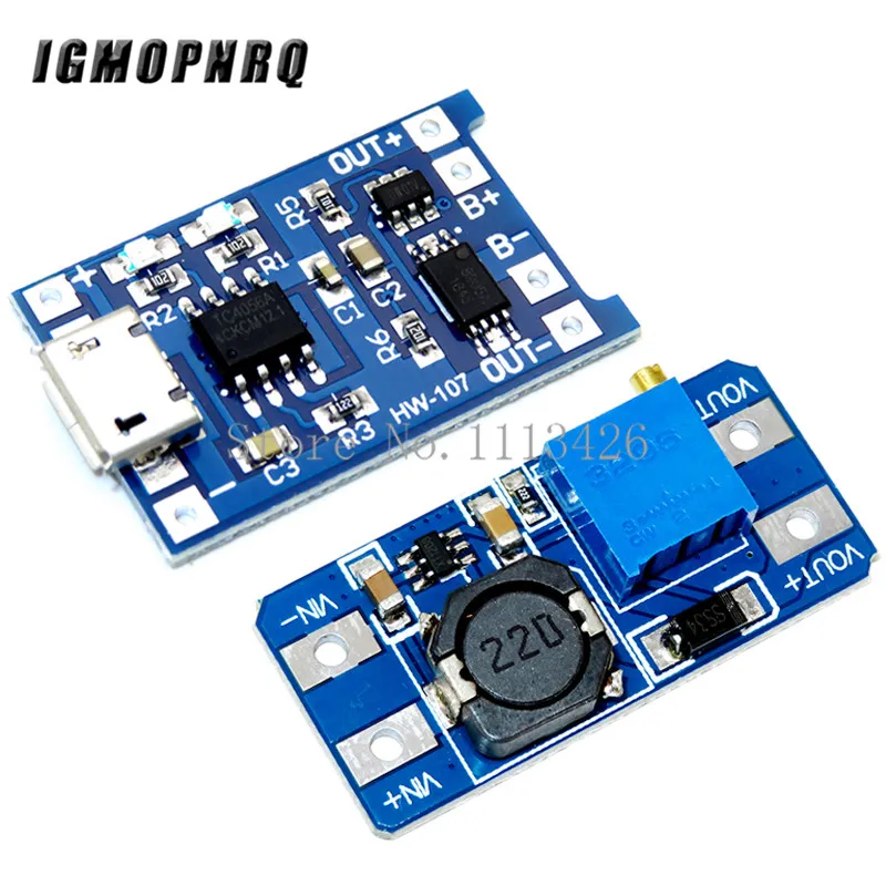 Micro USB 5V 1A 18650 TP4056 фотозарядная плата с защитой + MT3608 2А|Интегральные схемы| |