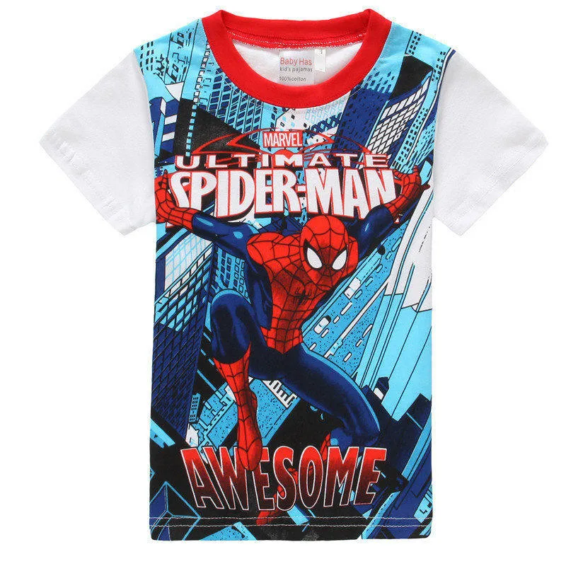 Летняя футболка; Детские футболки для мальчиков; футболка с героями мультфильма «Мстители Marvel» для мальчиков; одежда с 3d изображением Капитана Америки, Бэтмена, Человека-паука, Супермена
