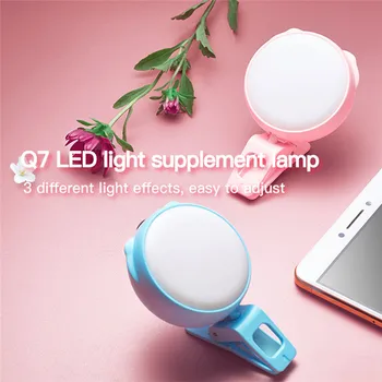 

Portable Luxury Selfie LED Camera Ring Flash Fill Light For IPhone Mobile Phone Small flash light Clip U-shaped 40NOV20