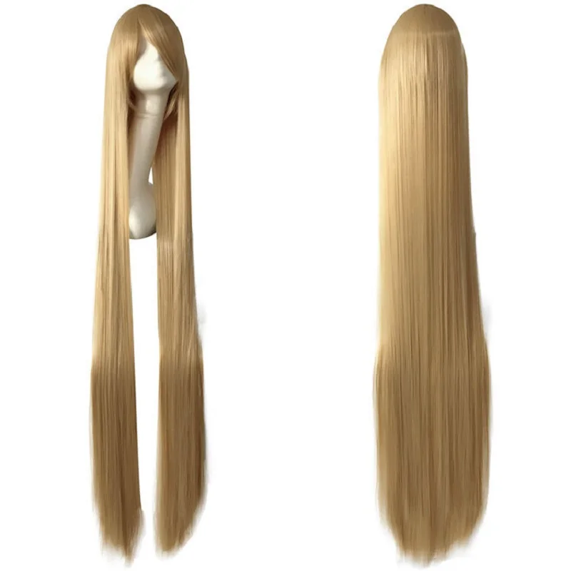 150CM 59'' blonde Long Straight Wig with bangs Heat Resistant