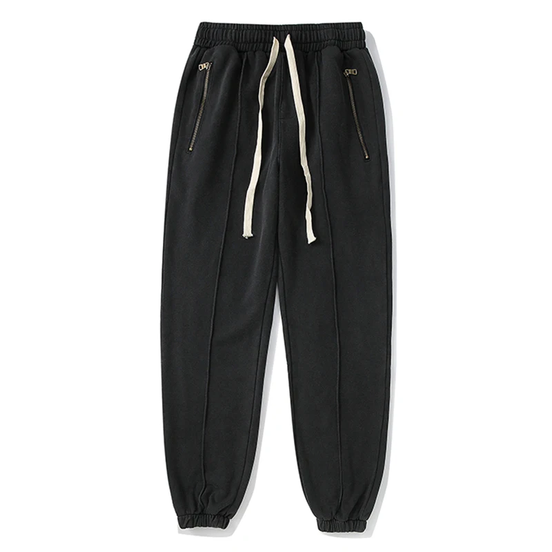 Flash Sale Aolamegs Sweatpants Zipper Pockets Harem Pants Men Fashion Retro Solid Color Baggy Soft Cozy All-match Simple Casual Streetwear