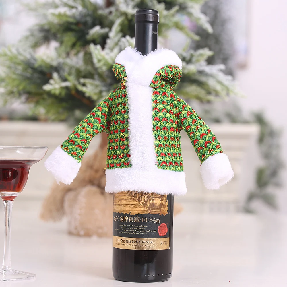 Useful Christmas Decorations Sweater for Bottle Santa Clause Coat Clothes Man Dress For Wine Bottle Decor