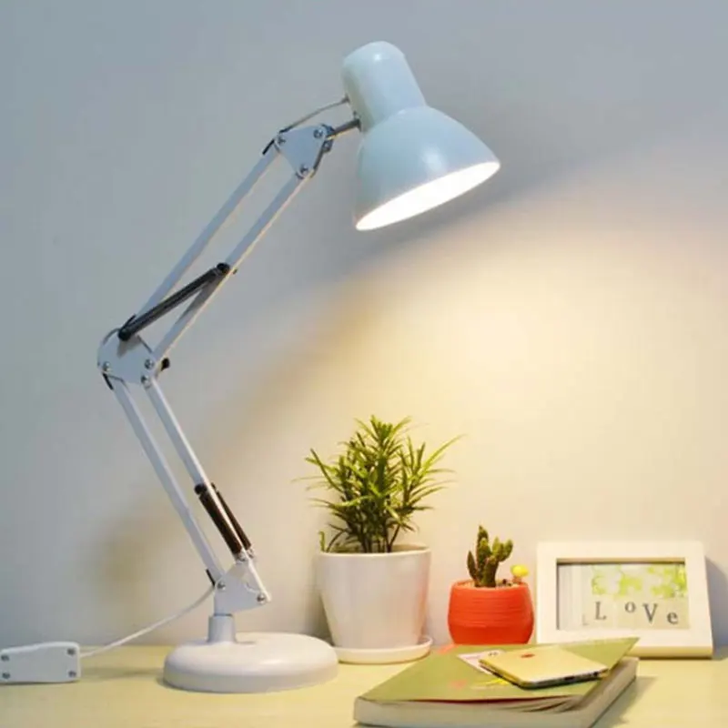 Buy Modern LED Long Swing Arm adjustable classic desk Lamps E27 clip Table Lamp for study Office Reading night Light bedside bedroo
