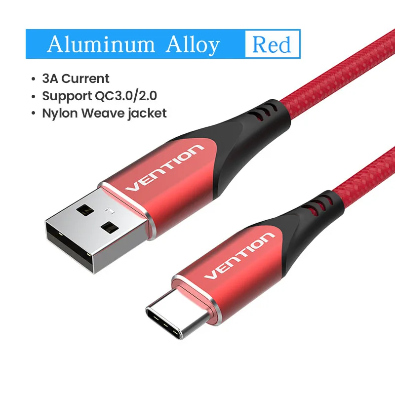 Vention USB نوع C كابل 3A كابل الشاحن شحن سريع لسا...