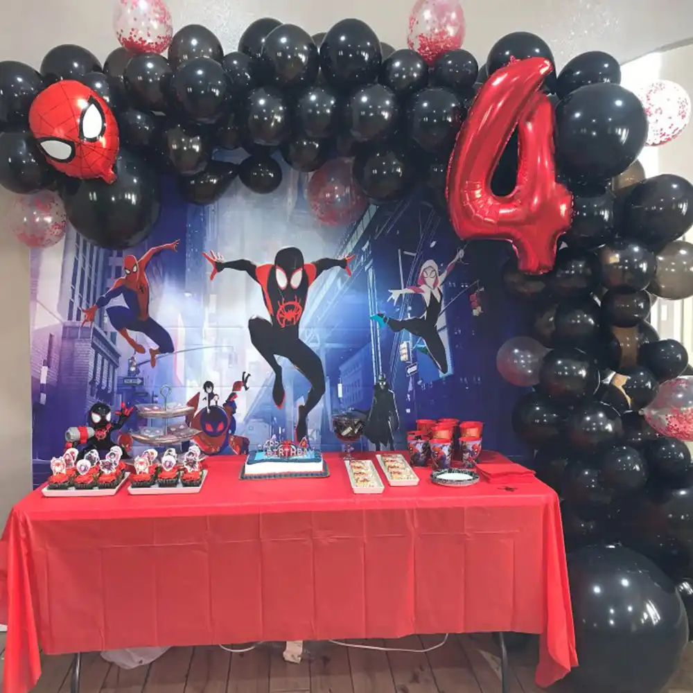 126 Sht Chernyj Lateksnyj Arochnyj Komplekt Girlyanda Vozdushnyj Shar S Izobrazheniem Cheloveka Pauka Folga Geroj Tematicheskaya Vecherinka Na Den Rozhdeniya Ukrashenie Malchik Igrushka 32 Dyujma Krasnyj Shar Aliexpress