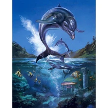Алмазная мозаика Дельфин глянцевые краски на заказ, алмазная картина Полная площадь круглые резиновые «Алмазы» набор вышивки 5d головоломка L1033