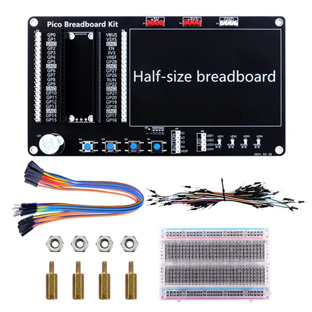 

Плата расширения для Raspberry Pi Pico DIY Kit макетная плата со светодиодной кнопкой и зуммером