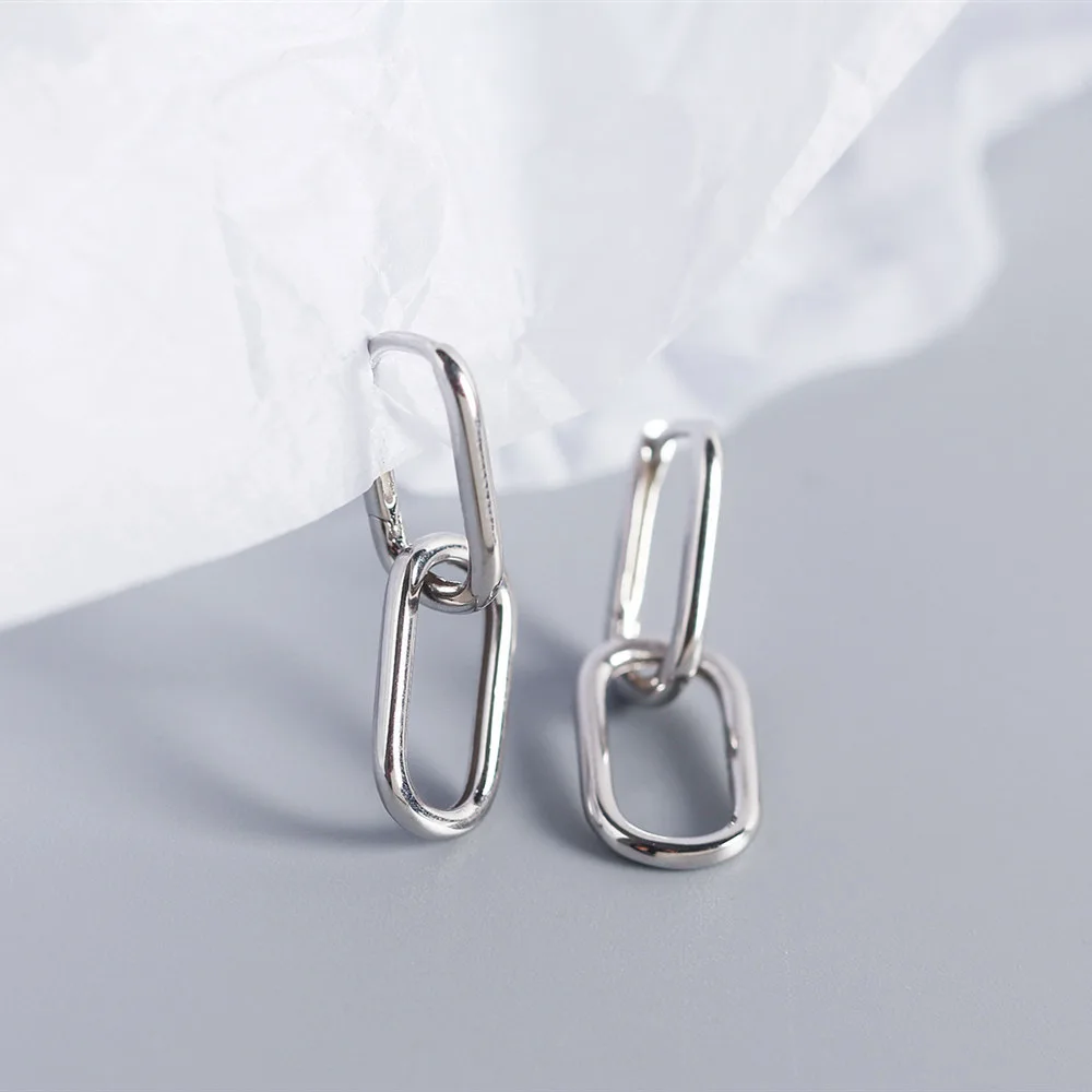 XIYANIKE Silver Color  Geometric O-shaped Two Oval Hoop Earrings Female Simple Fashion Detachable Jewelry Accessories Gift