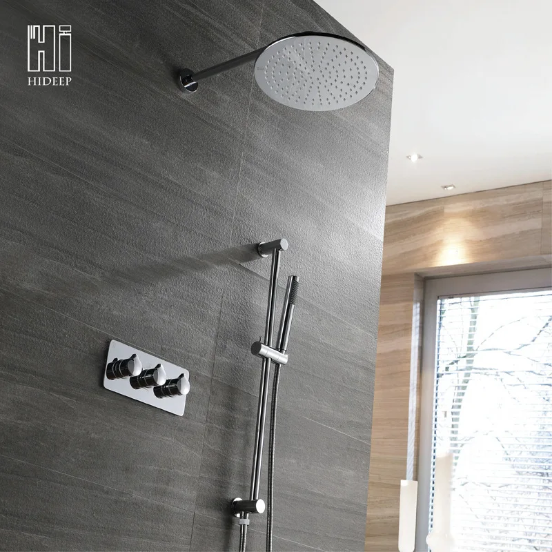 

Income Wall Mounted Flush Shower Full Copper Embedded Box Two Function 250 Dome Spray Hot And Cold Shower Suit Hi05013a