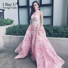 Очаровательные розовые вечерние платья над юбкой Кружева Дубай Саудовская Арабский длинное вечернее платье выпускного вечера