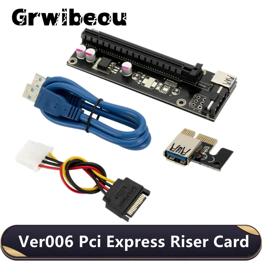 60 см USB 3 0 pci e Райзер Ver006 Pci Express Райзер-карта 1x до 16x Sata 4pin Ide Molex Power для майнера Btc |