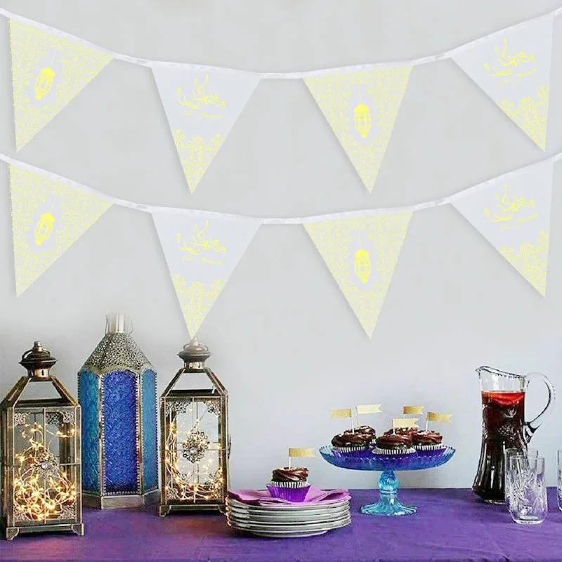 

1pcs 3m Paper Triangle Flag Banner Bunting Eid Mubarak Happy Ramadan Party Supplies Celebration Decoration Eco-Friendly