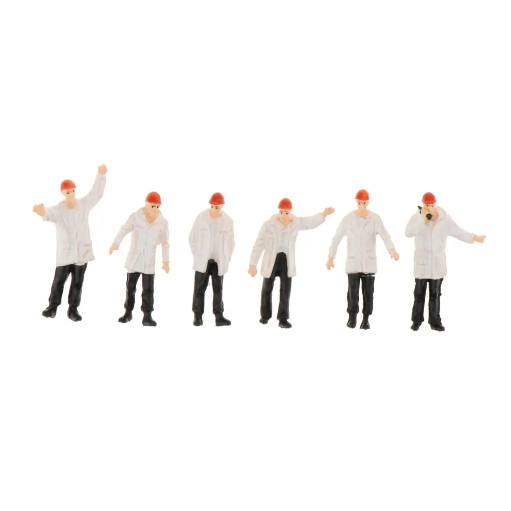 Lot 6 Small People Figurines, 1:50 Scale Model Trains Architectural Plastic People Figures Tiny People for Miniature Scenes