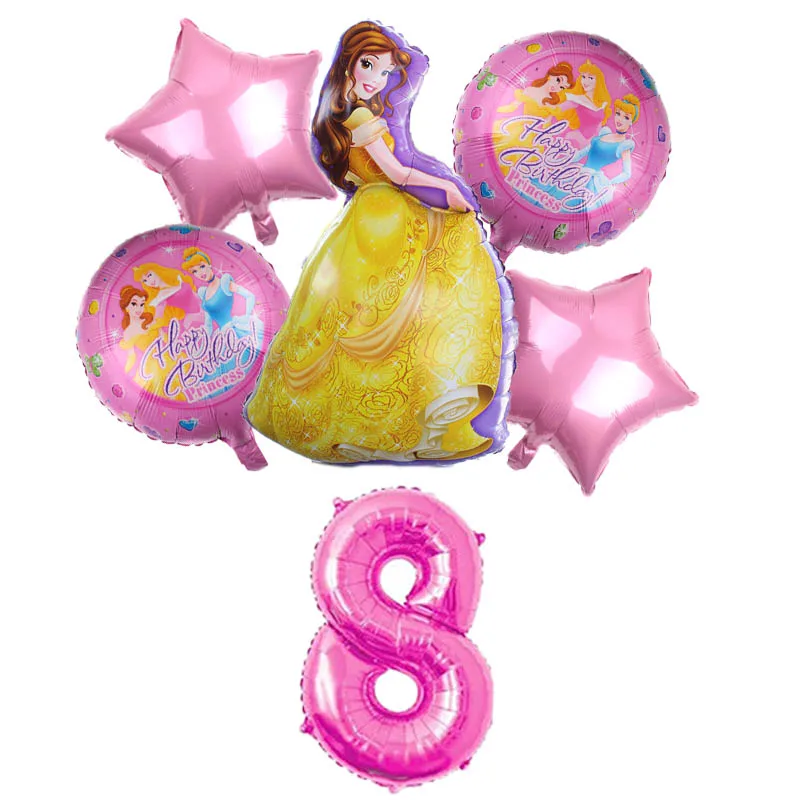 6 шт., Белоснежка, Аврора, Золушка, Эльза, принцесса, фольгированные воздушные шары, набор, детские украшения для дня рождения, Детские гелиевые шары, игрушки - Цвет: Темный хаки