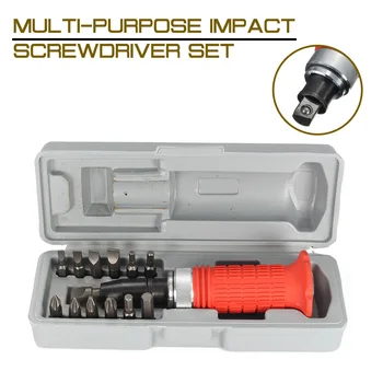 

Multi-purpose Impact Screwdriver Set Screwdriver Head Set Driver Carbon Steel Multi Bits Hammer Socket Repair Kit Storage Box