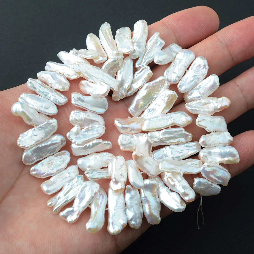 Women's 7x20mm Cream Biwa Freshwater pearls beads