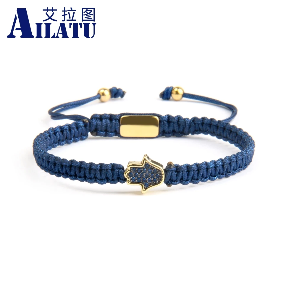 CZ Fatima Hand Braided Bracelet Jewelry Lover Couples Charm Women Gift Logo Engrave Service zircon bracelet