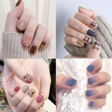 14 насадок/листов, полностью покрывающие ногти, художественные наклейки, яркие цвета, клей, блеск, лак для ногтей, обертывания для ногтей, сделай сам, маникюрные украшения