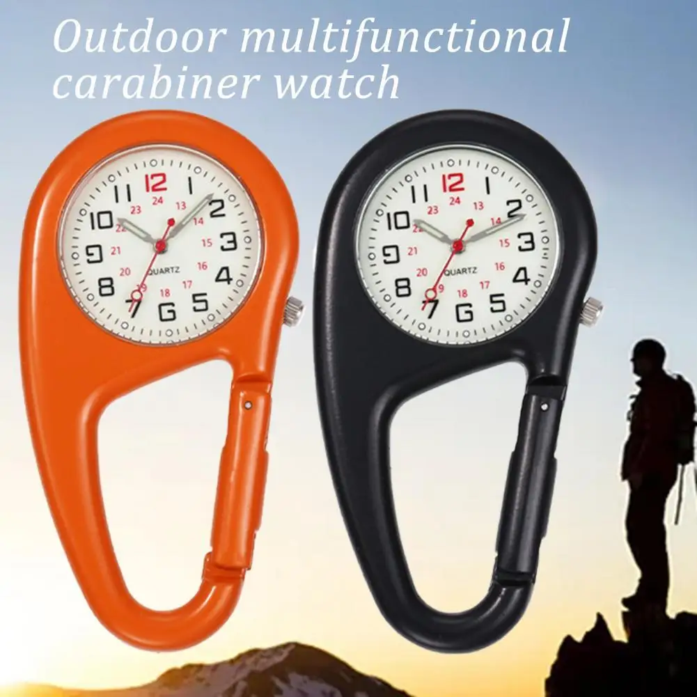 Mini Clip-on Carabiner Watch Portable Outdoor Pocket Watch Luminous Shock Resistance Backpack Clip Keychain Accessories carabiner clips key chain clip keychain carabiner