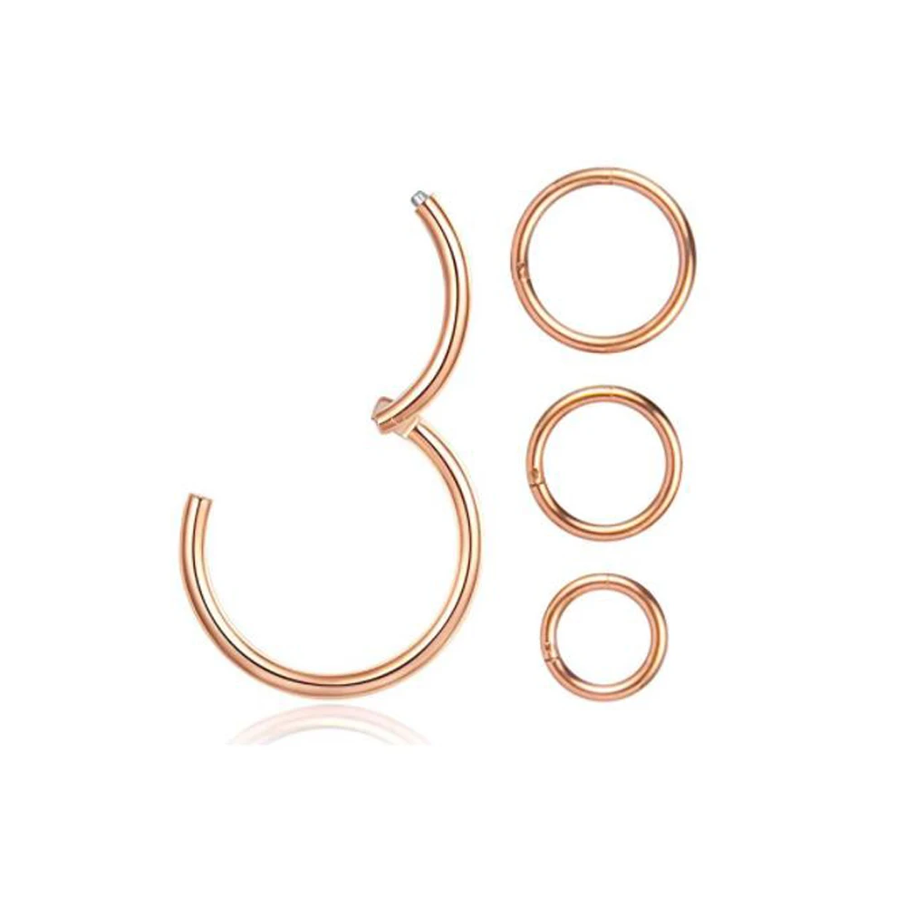 16g 18g Hinged Septum Clicker Segment Nose Ring Lip Ear Cartilage Ear Helix Body Piercing Jewelry Surgical Steel Ring Hoop