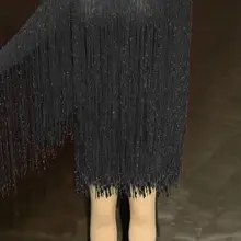 Блестящее платье с длинными рукавами, прозрачное, с бахромой, женское, сексуальное, стрейч, наряд, короткое платье, для бара, танцев, платье с кисточками, YOUDU