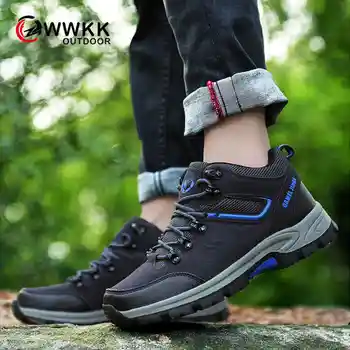 

WWKK Couple Hiking Shoes Man Women Waterproof Hiking Boots Warm Mountain Climbing Camping Shoes Trekking Hunting Footwear