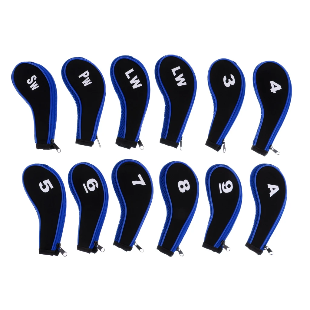 A-SW Neoprene Soft Zipper Golf Club Head Cover Golf Club Putter Socks/Sleeve with Interchangeable Number Tags