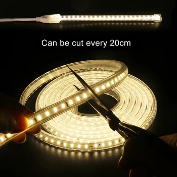 

120LED/m LED Strip Light 2835 220V 230V Lighting 20CM Cut Flexible Led Ribbon ON/OFF Switch EU UK Power Plug 1m 10m 20m 50m 100m