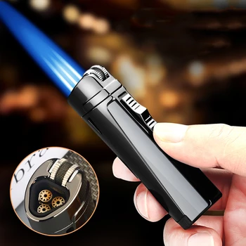 

Powerful Outdoor Triple Torch Lighter 3 Jet Gas Windproof Metal Cigar Lighter Turbo Spray Gun Kitchen Pipe Flint Lighter For Man