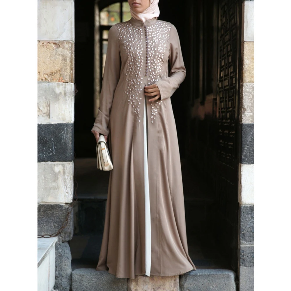 Абая(Бангладеш) мусульманское платье с вышивкой Дубай Абая Пакистан турецкий кафтан хиджаб вечернее платье поддельные 2 шт. Исламская одежда