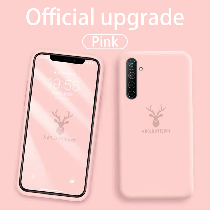 Жидкий силиконовый чехол для телефона OPPO Realme XT/X2 мультфильм голова оленя логотип