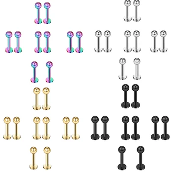 

8 Pcs Wholesale Labret Ring Classic Stainless Steel Lip Face dimple Tragus Helix Body Piercing Jewelry Christmas Halloween Gift