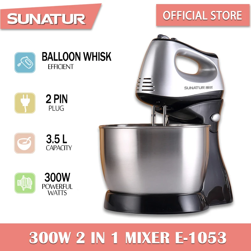 Sunatur – batteur à œufs électrique 300W, 5 vitesses, avec support de Table, pour pâte et gâteau, Machine à crème fouettée