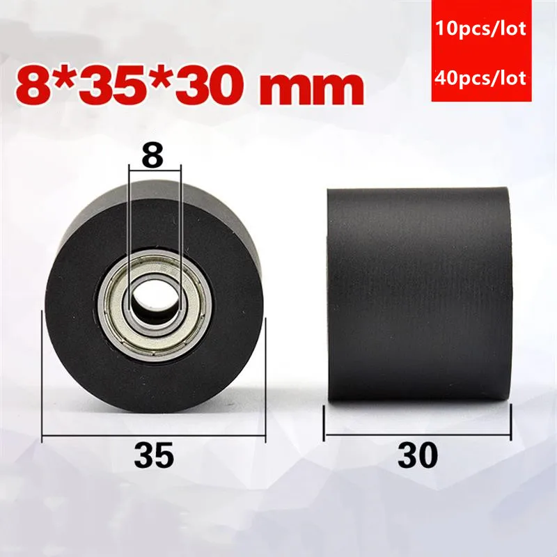 

10pcs/40pcs flat guide wheel 8*35*30mm bearing 698ZZ 698 PU soft rubber coated pulley 8x35x30 mm Conveyor belt roller low noise