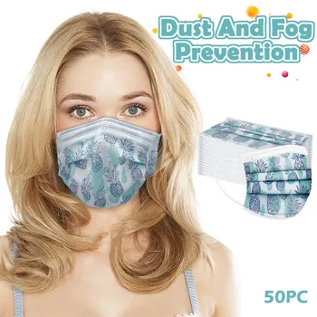 

50PCS Adult Disposable Non-woven Spunlace Anti-dust And Breathable Printing Mask Unisex Face Mouth Mask Earloop Fast Delievry
