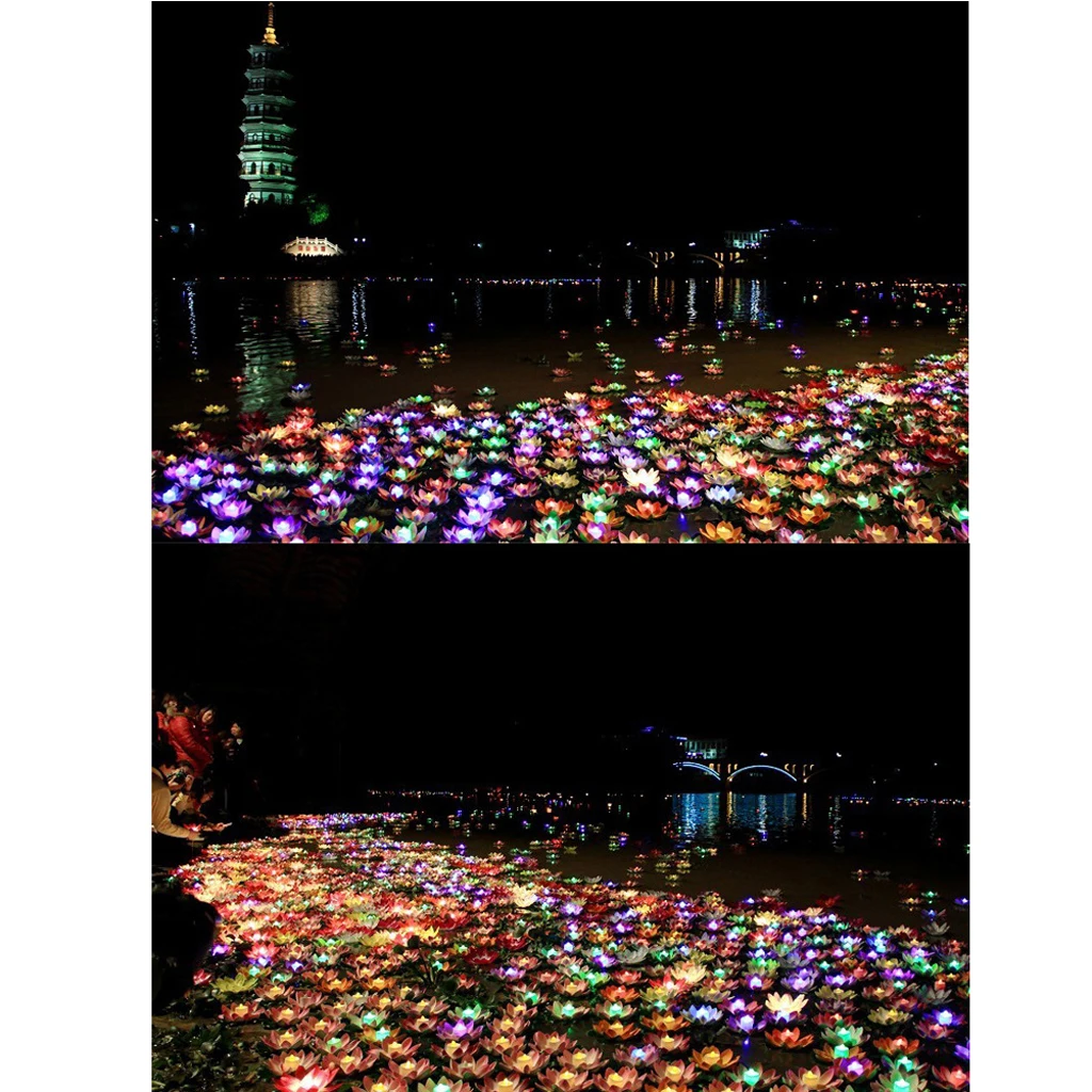 Floating Tealight Candles Lotus Flower Pool Lights Flameless Night Lights