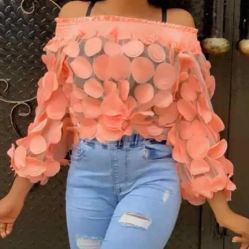 

Sexy See Through Mesh Long Sleeve Blouse Fall Autumn Women Tops 2019 Loose Off Shoulder Transparent Blouses Ladies