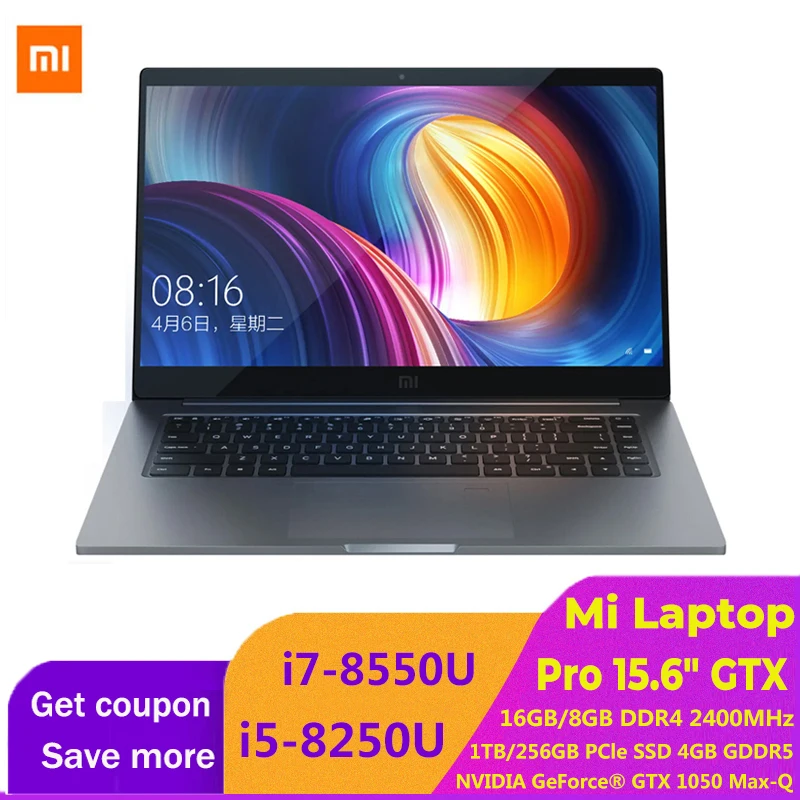 Ноутбук Xiaomi Mi Notebook Pro 15 6 дюймов GTX 1050 Max Q 4G Intel Core i7 8550U/i5 8250U ТБ/256G SSD игровой офисный
