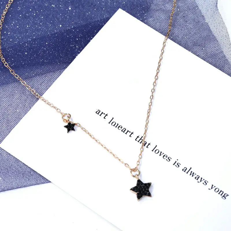 Новая серьга ожерелье для женщин черные звезды кристалл набор серьги с каплями ювелирные изделия подарок для лучшего друга NE+ EA